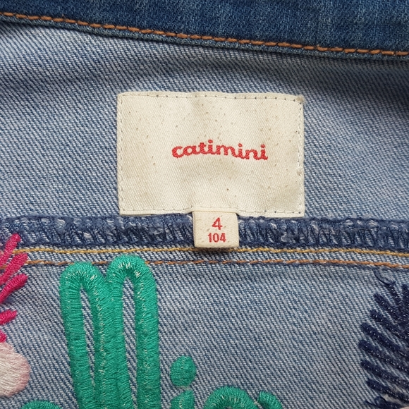 Girl Denim Embroidered Catimini Jacket, size 4T. - Picture 4 of 4